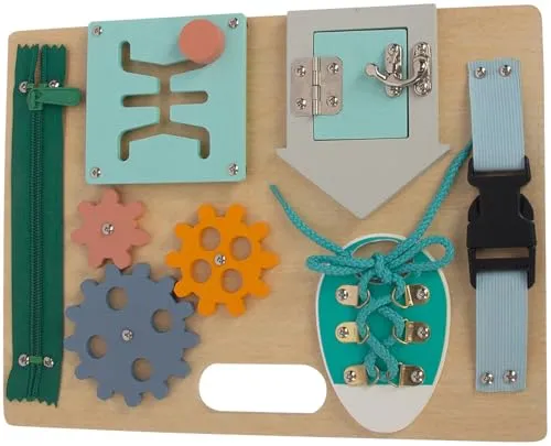 Playtastic Holzspiele: Holz Beschäftigungstafel, 6 Verschiedene Aktivitäten, Motorik (Kleinkind Spielzeug Holz, Aktivitätsspielzeug, Tafel)