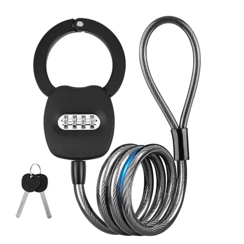 GuKKK E Scooter Schloss mit Zahlencode 150CM - Fahrrad-Kabelschlösser mit 12 mm starkem Stahlkabel für hohe Sicherheit. Einfaches 4-stelliges Zahlenschloss mit Reset-Funktion, ideal für E-Scooter und Fahrräder.