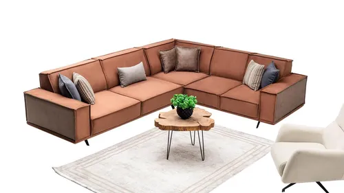 Eckcouch Braun - Moderne Polsterlandschaft für Ihr Wohnzimmer - Stilvolles Ecksofa in Braun, ideal für gesellige Abende. Mit Platz für bis zu 6 Personen und hochwertigem Polyesterstoff bietet es Komfort und Eleganz in jedem Raum.