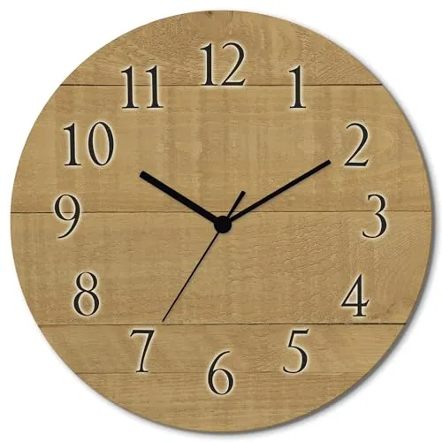 ARTLAND Wanddeko Wanduhr ohne Tickgeräusche aus Holz in beige von ARTland