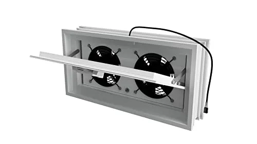 Fuchs Design elektrisches Lüftungsfenster 384x189x80mm - Bauglas - Universell einsetzbares Lüftungsfenster mit Doppel-Kunststoff-Verglasung und integriertem Ventilator für optimale Belüftung.