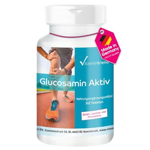 Vitamintrend Glucosamin Aktiv, 365 Tabletten, hochdosiert, mit MSM, Collagen, Vitamin C und Selen, Nahrungsergänzungsmittel ohne Magnesiumstearat, in Deutschland hergestellt