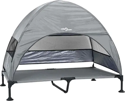 vidaXL Hochgelegtes Hundebett Hellgrau 127 x 81 x 108 cm - Erhöhtes Hundebett für Komfort und Stil im Außenbereich. Strapazierfähiger Stahlrahmen und atmungsaktives Gewebe sorgen für Stabilität und angenehme Frische. Ideal für Garten und Terrasse.