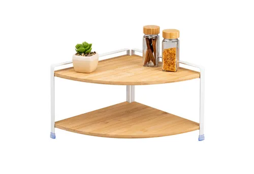 eluno Gewürzeckregal mit Bambusablagen - Vielseitiges freistehendes Kücheneckregal aus hochwertigem Bambus und Metall, ideal für mehr Ordnung und Stauraum in Küche, Bad oder Büro. Schneller Aufbau und ansprechendes Design!