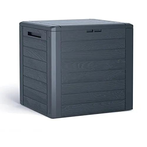 WOODEBOX Gartenstamm 140L - Praktische Auflagenbox in Anthrazit - Auflagenbox mit 140L Fassungsvermögen, ideal zur Aufbewahrung von Gartengeräten und mehr. Wetterfest, UV-beständig und schnell montiert – perfekt für jeden Garten oder Balkon.