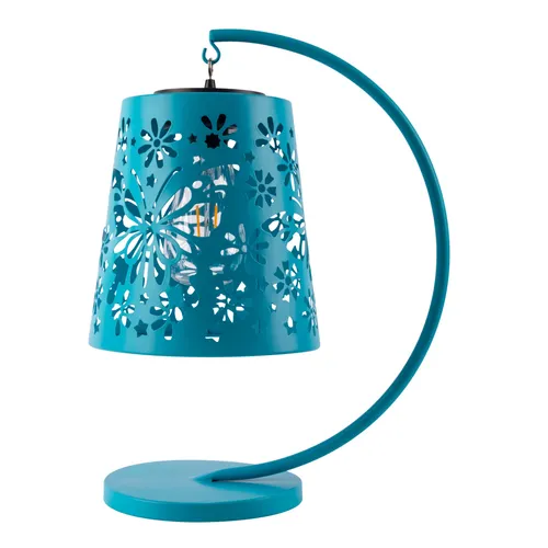 Light & More LED Solartischleuchte Laterne blau - Stimmungsvolle LED Solartischleuchte in Blau, ideal für den Außenbereich. Genießen Sie stimmungsvolles Licht bei Gartenpartys und auf der Terrasse.