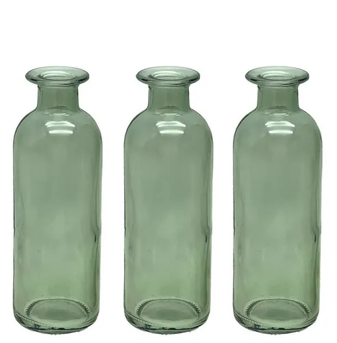ZauberDeko Dekovase Vase Grün Salbeigrün Glas Blumenvase Dekovasen 3 fach sortiert