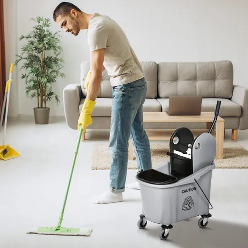 HOMCOM Reinigungswagen 36 Liter mit Auswringvorrichtung von HOMCOM