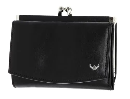 Golden Head Colorado Classic French Coin Purse Wallet Black - Edle Damen-Geldbörse mit praktischem Bügelverschluss, Vintage Flair und einzigartigem Charakter, Maße: 12,5 x 8 x 3 cm