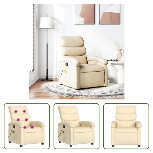 The Living Store Massagesessel Creme Stoff