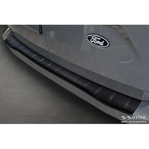 Avisa Matt-Schwarz Edelstahl Heckstoßstangenschutz kompatibel mit Ford Transit Custom & Tourneo Custom (V710) 2023- / Volkswagen Transporter T7 2024- 'Ribs', Mattschwarz
