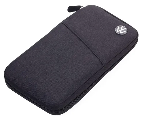 RFID Dokumentenetui SAFE RIDE mit VW Logo – 12 Fächer - Praktische Reisedokumententasche mit RFID-Schutz, ideal für die sichere Aufbewahrung Ihrer Dokumente. Farbe: Schwarz, für unterwegs bestens geeignet.