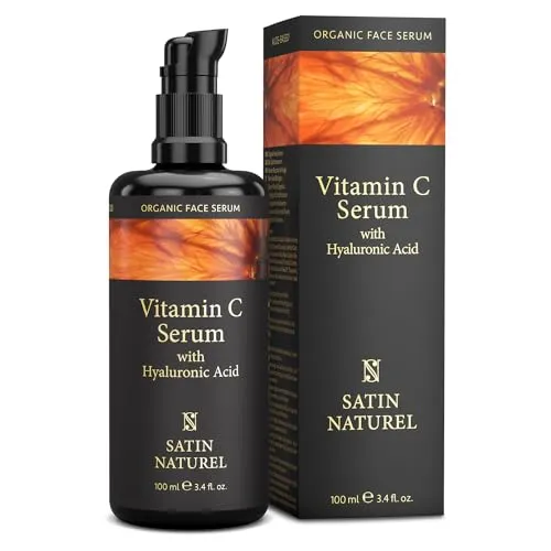 Satin Naturel Vitamin C Serum 100 ml – Hochdosiertes Vitamin C auf Bio Aloe Vera Basis mit Hyaluron – Vegane Naturkosmetik für Gesicht – Gegen Augenringe & Anti-Aging