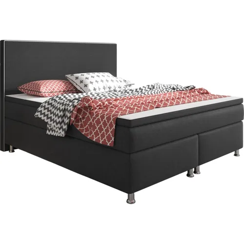 Inter Handels Boxspringbett King Size 180 x 200 cm - Anthrazit, verschiedene Farben verfügbar - Betten: Hochwertiges Boxspringsystem mit 7-Zonen Tonnen-Taschenfederkernmatratzen für optimalen Federkomfort und perfekte Körperanpassung.