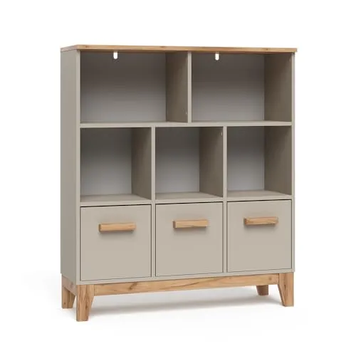 VitaliSpa Kinderregal Malia, Cashmere/Artisan, 98.4 x 113.4 cm - Praktisches Kinderregal zur Aufbewahrung von Spielzeug und Büchern. Mit einem modernen Design fördert es Ordnung im Kinderzimmer und erleichtert das Aufräumen. Maße: 98,4 cm Breite, 113,4 cm Höhe.