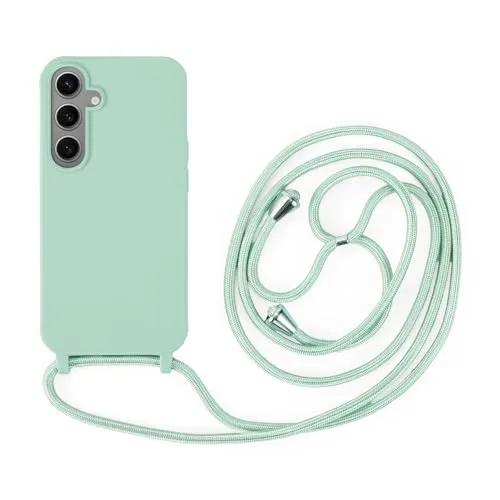 Handykette Kompatibel mit Samsung Galaxy S24+ | Necklace Hülle mit Band, Handyhülle zum Umhängen | Case mit Handykordel, Stoßfeste Schutzhülle zum Umhängen Kordel | Mintgrün