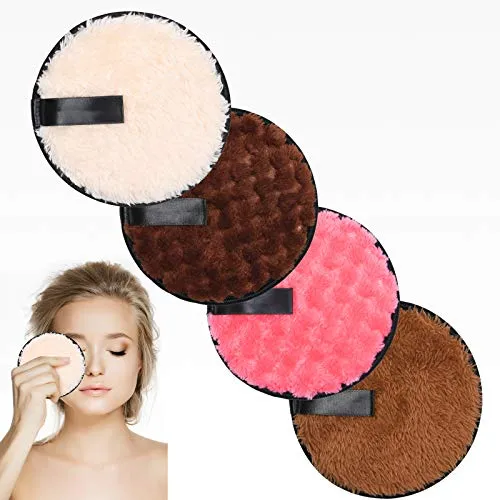 URAQT Abschminkpads Waschbar, 4 Stück Mikrofaser Abschminktücher Cotton Pads, Gesichtsreinigung Make Up Entferner Pads Wiederverwendbar Umweltfreundliche