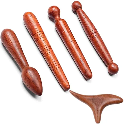 Stücke Massage Holz, Dreieck-Massagegerät, Triggerpunkt Massagegerät Fuß Holz Massagestab, Massagestab Akupunkturstift Punktsucher Massage Stift Akupressur Stab für Schulter Rücken Bein 5