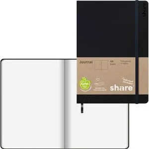 Share Notizbuch A5 blanko dunkelblau - Hochwertiges Notizbuch mit 192 Blatt, aus 15% Apfelbestandteilen, ideal für Journaling und kreative Notizen