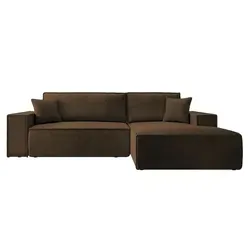 Selsey Farese New Ecksofa mit Schlaffunktion - Ecksofa in braun mit hochwertigem Cordbezug, bietet eine praktische Schlaffunktion und zusätzlichen Stauraum für Bettwäsche.