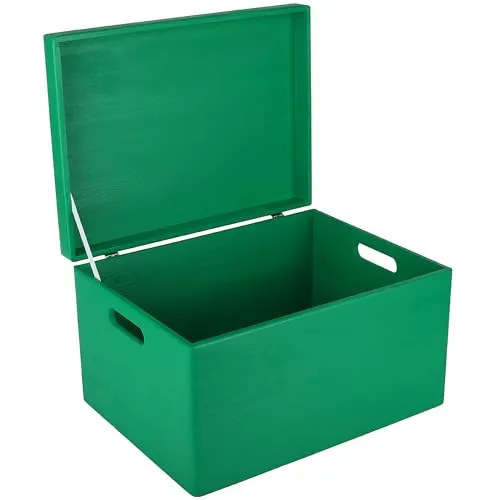 Creative Deco XXL Grün Aufbewahrungsbox - Aufbewahrungsbox aus nachhaltigem Kiefernholz, ideal für Spielzeuge oder Dokumente, mit abgerundeten Kanten für sicheres Gestalten. Größe: 40 x 30 x 24 cm.