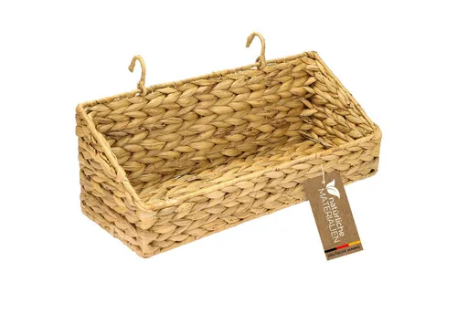 HMF Hängeaufbewahrung Hängekorb geflochten aus Wasserhyazinthe, Aufbewahrungskorb zum Aufhängen, 40 x 15 x 15 cm