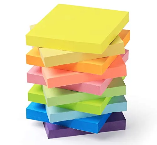 Agoer 10 Stück Haftnotizen 76x76mm, Super Sticky Notes selbstklebende Haftnotizzettel Sticky Notes Klebezettel bunt zettel farbig Notizblöcke für Büro Haus, 1000 Blatt insgesamt, 10 Farben