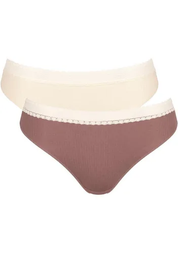 sloggi Tai-Slip GO Ribbed (2er Pack) Feinripp, Baumwollmix, Stretch-Spitze, bequem, elastisch, weich