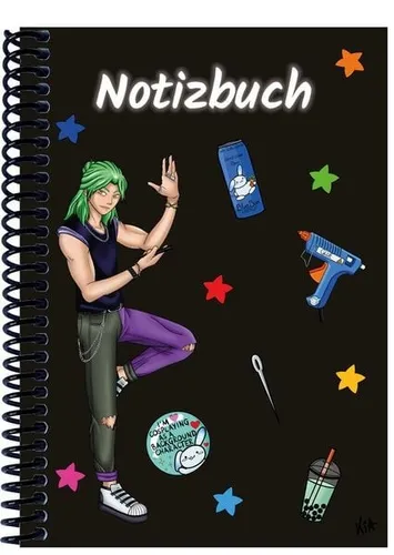 A 5 Notizbuch Manga Quinn, schwarz, liniert Spiralbindung, Notizbuch, Tagebuc...