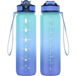 Trinkflasche 1l mit Strohhalm