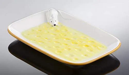 Bassano italienische Keramik rechteckige Käseplatte- Teller mit Maus28x19