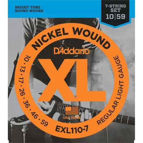 D Addario EXL110-7 - E-Gitarrensaiten 7-String, Regular Light 10-59, vielseitiger und heller Ton für alle Musikgenres
