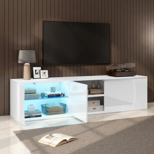 TV-Schrank mit LED-Beleuchtung für 80-Zoll-Fernseher
