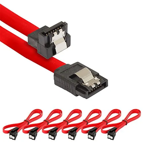 POPPSTAR 6x SATA Kabel SSD/HDD (0,5m SSD Datenkabel/SATA 3 Kabel SSD, gerade Stecker auf gewinkelt) bis zu 6 Gbit/s, rot