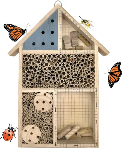 Insektenhotel Insektenhaus Nisthilfe Wildbienen Hummeln Garten 25x35x4cm