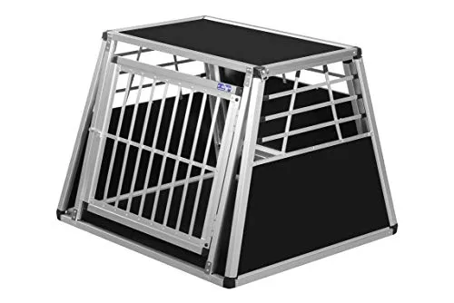 ALPUNA Transportbox N9 – Aluminium Hundebox 82×90×68 cm – Auto Hundebox mit Notausstieg, sicherer Hundetransport im Kofferraum