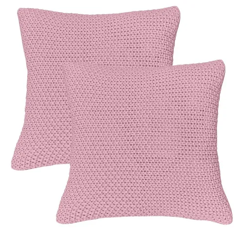 wometo Kissenhülle Strick mit Reißverschluss, 45x45 cm, (2 Stück), OEKO-TEX®, 2 Kissenbezüge, edles & schlichtes Strickmuster