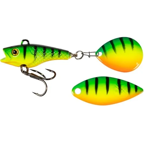 LMAB Good Vibe Jigspinner, mit Wechsel Blade, Jig Spinner zum Angeln, Barsch & Hecht Spinjig (10 g, Firetiger)