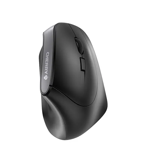 CHERRY MW 4500 - Ergonomische Wireless Mouse für Rechtshänder, 6 Tasten und 3-stufig regelbarer Sensor für ermüdungsfreies Arbeiten