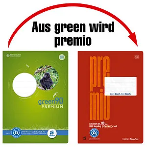Staufen Schulheft Premio Lineatur 28 kariert DIN A4 Innen- und Außenrand, 16 Blatt, 1 St.