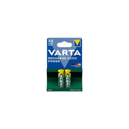 VARTA Akkus AA Recharge Accu Power - 2 Stück, 2400 mAh Ni-MH, sofort einsatzbereit ohne Memory-Effekt, ideal für umweltbewusste Haushalte