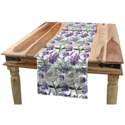 Abakuhaus Tischläufer Esszimmer Küche Rechteckiger Dekorativer Tischläufer, Floral Lavendel und Pfingstrose bunt 40 cm x 225 cm