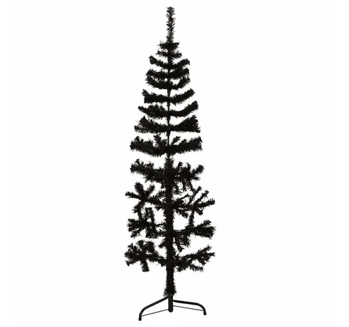 Kunstpflanze, vidaXL, Künstlicher Halb-Weihnachtsbaum Ständer Schlank Schwarz 150 cm