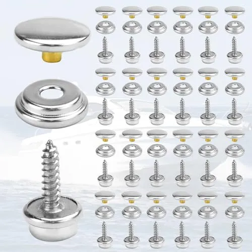 Lushly 25 Stück Edelstahl Druckknöpfe, Snap Fastener, Screw Snaps, Druckknöpfe 15mm, mit Schrauben, Silber Klein, Metall für Planen Schiffe Möbel Segeltuch Autozelte
