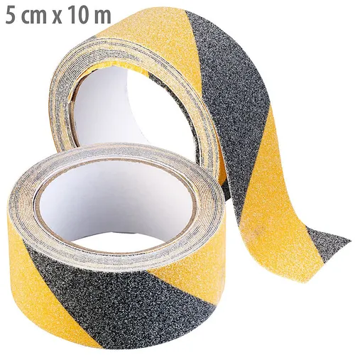 AGT 2er-Set Anti-Rutsch-Klebebänder, wasserfest, schwarz-gelb, je 5cm 10m