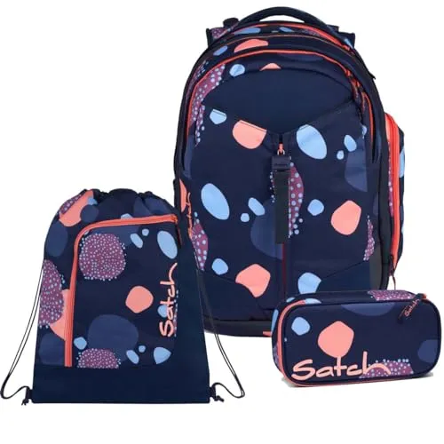 Satch Match Schulrucksack Set 3tlg. inkl. Schlamperbox und Sportbeutel (Coral Reef)