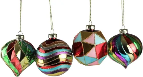 AM Design Weihnachtsbaumkugel Weihnachtsdeko, Christbaumschmuck, Christbaumkugeln aus Glas (12 St), handdekoriert und mundgeblasen