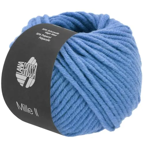 LANA GROSSA Mille II | Strapazierfähiges Mischgarn mit Merinowolle, waschmaschinenfest | Handstrickgarn aus 50% Schurwolle & 50% Acryl | 50g Wolle zum Stricken & Häkeln | 55m Garn FB160