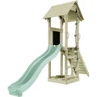 OutdoorToys Spielturm - Spielturm aus hochwertigem Holz in mintgrün, ideal für Kinder ab 3 Jahren, fördert Kreativität und Bewegung im eigenen Garten.