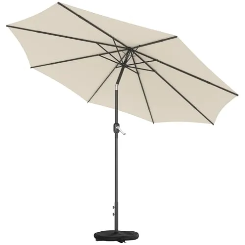 Outsunny Neigbarer Sonnenschirm Ø300 cm mit Kurbel und Sandsack - Stabiler Sonnenschirm für Garten und Balkon: Mit 41,7 kg Gesamtgewicht und wetterfester Abdeckung bietet er optimalen Schutz vor Sonne. Die komfortable Kurbelbedienung ermöglicht einfaches Öffnen und Schließen.